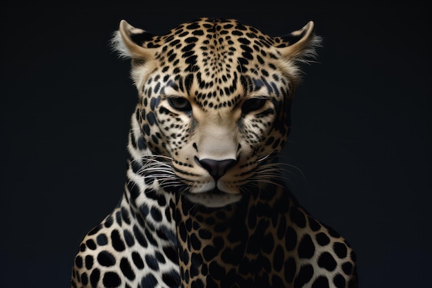 Leopard model wearing animal skin clothes Generative AI