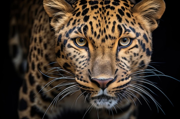 Leopard - Portrait of a Majestic Feline Beast, Panthera Pardus Orientalis. Generative AI