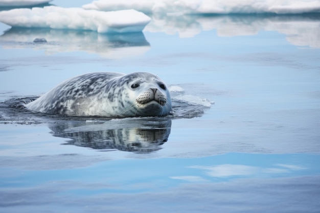 Leopard Seal on Ice Sea Animal photography