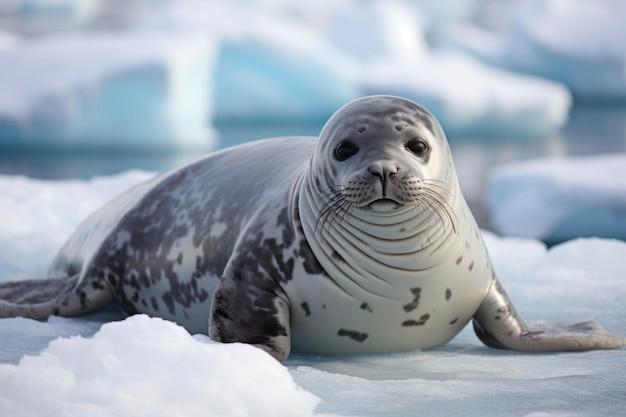 Leopard Seal on Ice Sea Animal photography