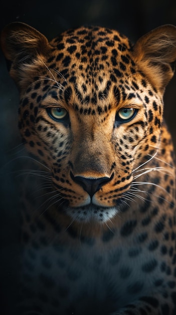 A leopard with a black background