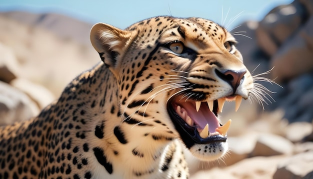 Photo a leopard with a cheetah on its chest is shown