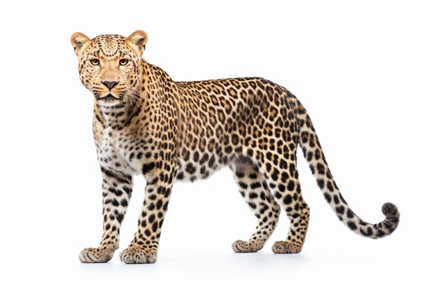 A leopard with a white background