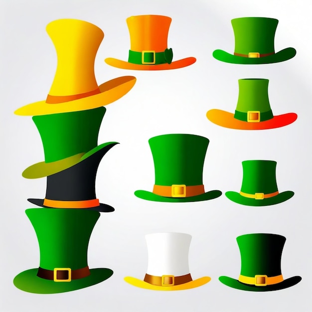 Photo leprechaun hat vector set isolated on a pure white background sharp lines seperated no