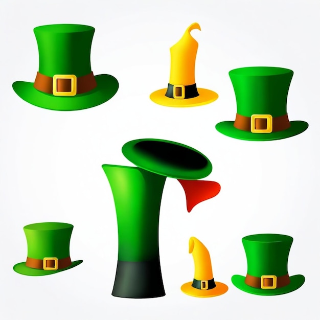 Photo leprechaun hat vector set white background isolated a high quality image no