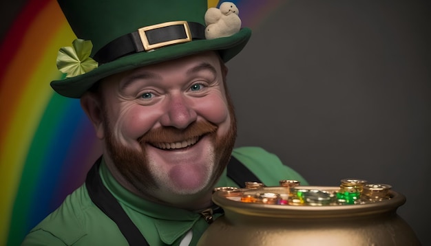 A leprechaun with a pot of candy