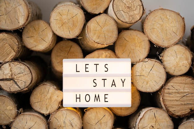 Let's stay home message on lightbox