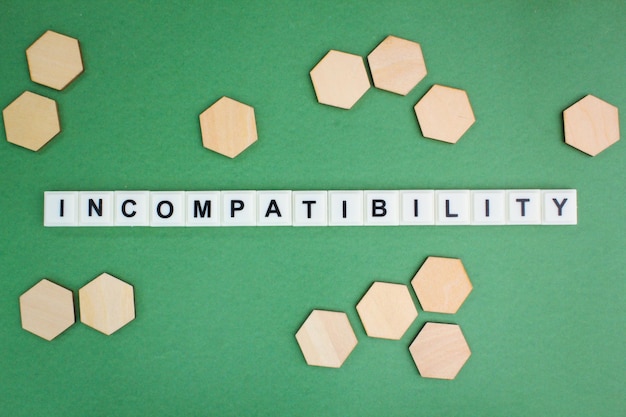 letter of the alphabet with the word incompatibility incompatible concepts