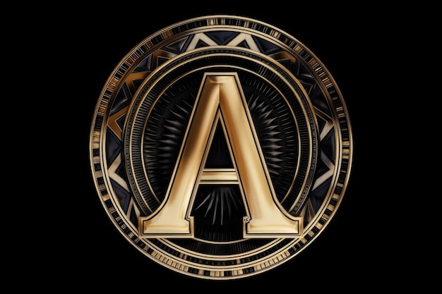 Letter a art deco style on black background