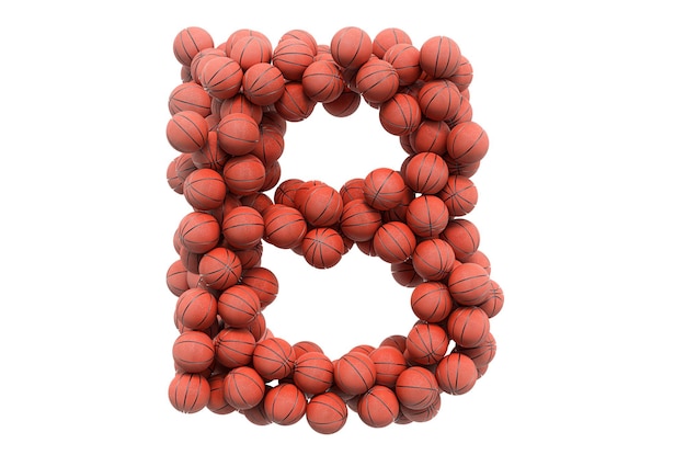 Letter B from basketball balls 3D rendering