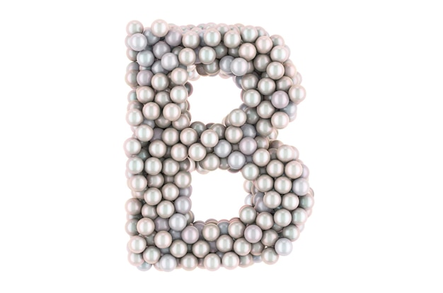 Letter B from white pearls 3D rendering