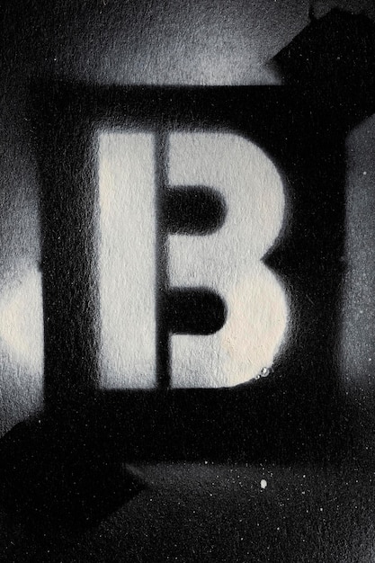 Photo letter b grunge spray paninted stencil font