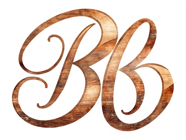 the letter b is brown and has a brown wood grain pattern