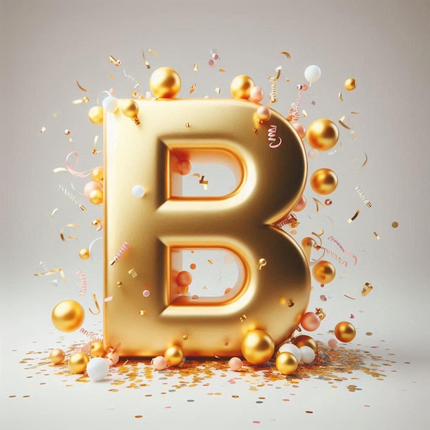 a letter b is surrounded by confetti and confetti