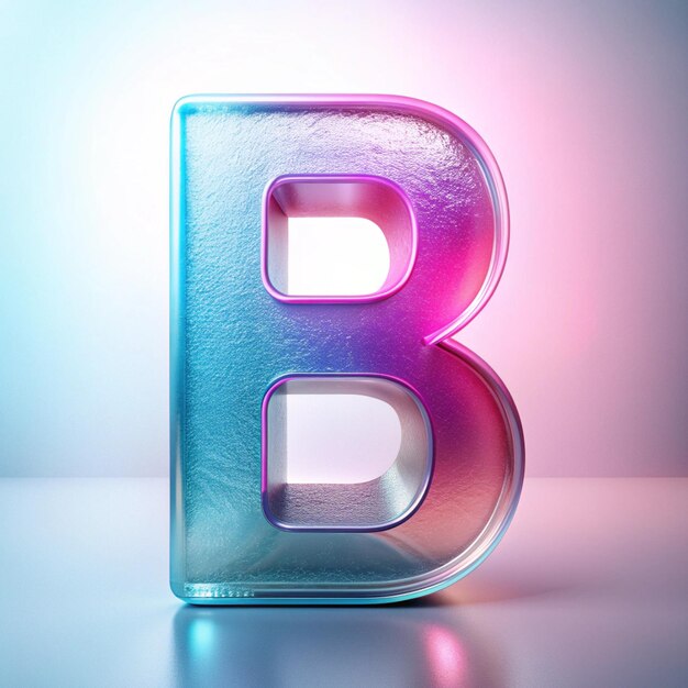 Photo letter b made from 3d multicolor transparent glass 3d neon style glass made letter b