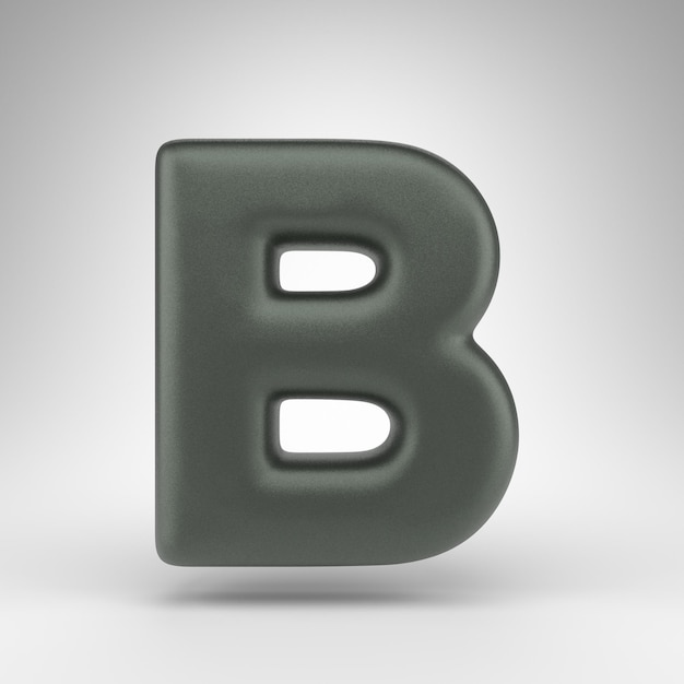 Letter B uppercase on white background. Anodized green 3D rendered font with matte texture.