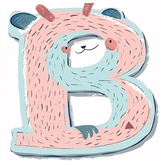 letter B with cute bear sticker