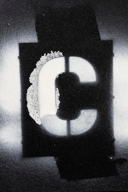 Letter C grunge spray paninted stencil font