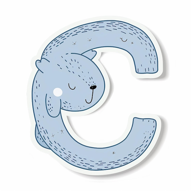 letter c with cute cat sticker