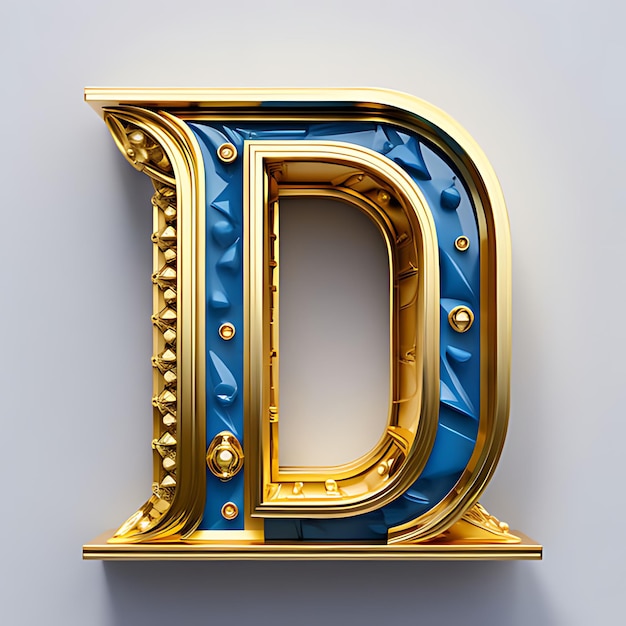 Photo a letter d is on a blue and gold background