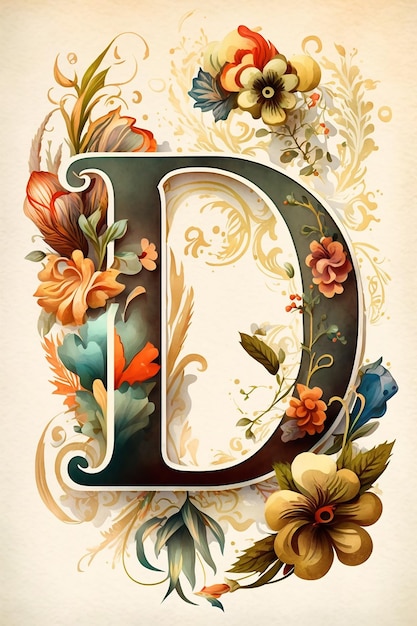 Letter d with a floral pattern on the bottom.