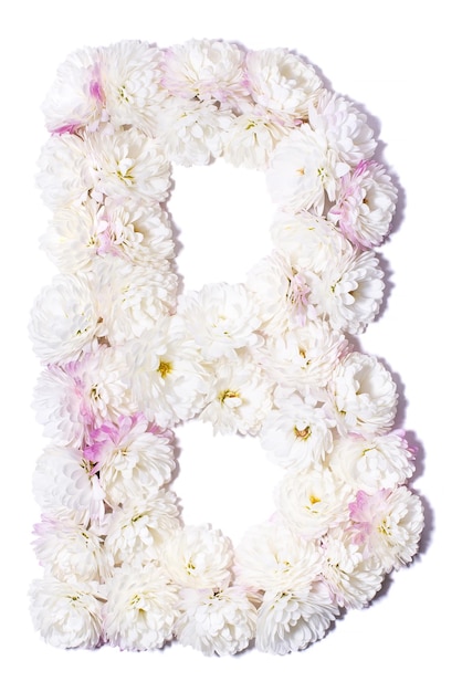 Letter of the English alphabet made of flowers