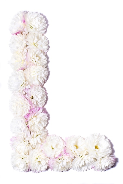 Letter of the English alphabet made of flowers