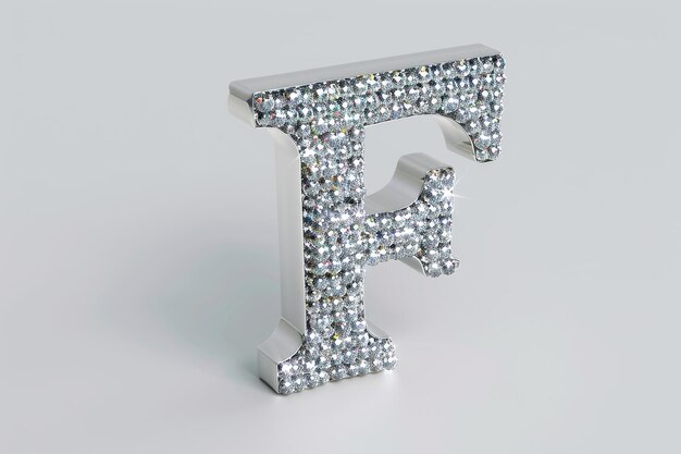 The letter F is made of diamonds and is on a white background