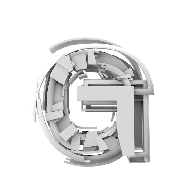 Letter G Abstract fragmented geometric font 3D Rendering