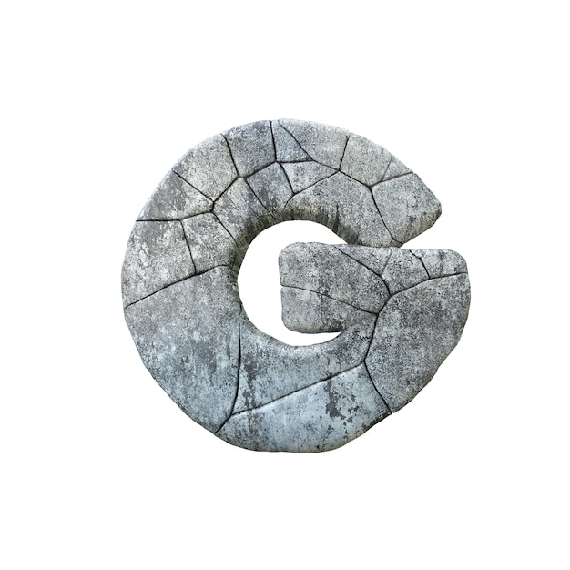 Letter g cracked grunge stone rock font d rendering