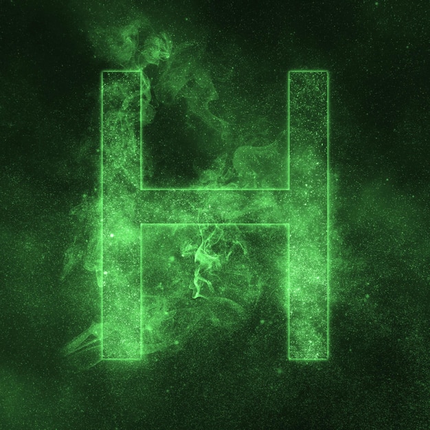 Letter H alphabet symbol. Space Letter, Night Sky Letter.