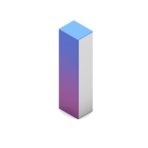 Letter I Isometric lettering font with pink blue gradient