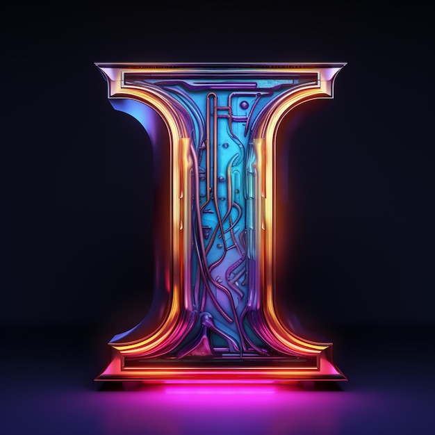 Letter I Neon Art