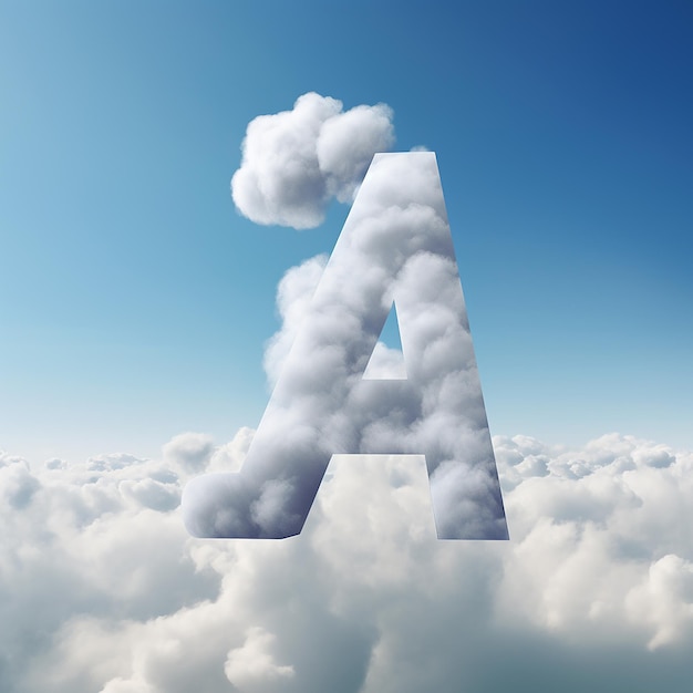 a letter is above the clouds with the letter a on it