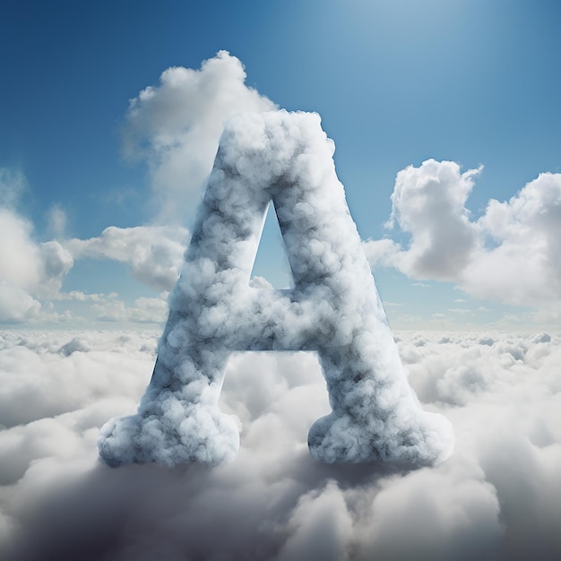 a letter is above the clouds with the letter a on it