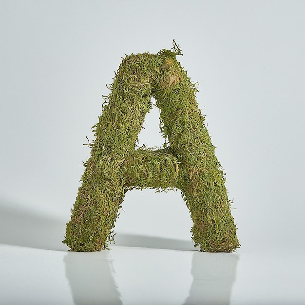 a letter is in a green mossy planter