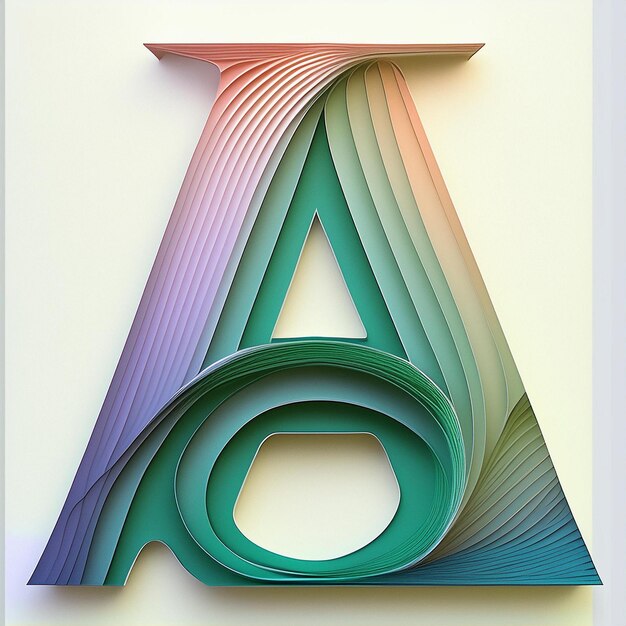 Photo a letter a is made of colored lines