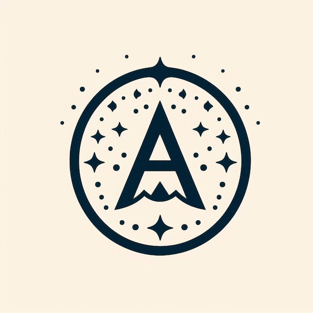 a letter a is on a white background with stars