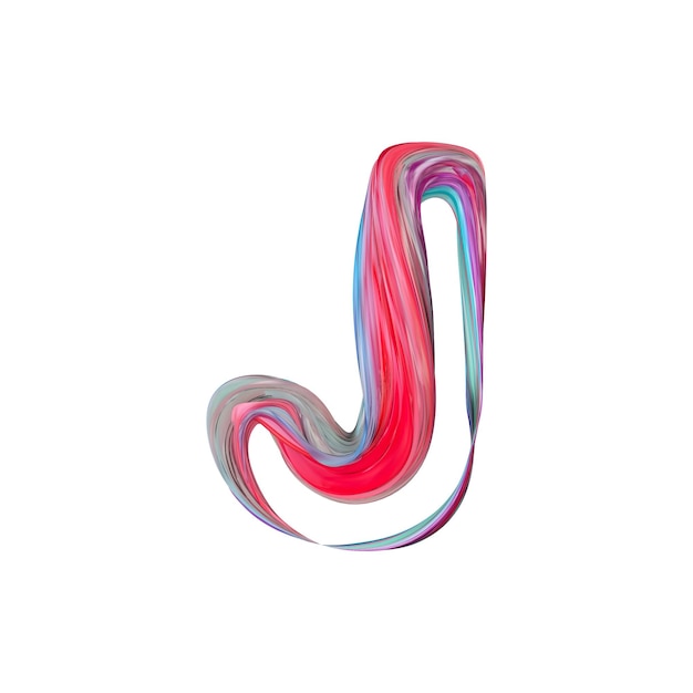 Letter J abstract alphabet 3D Rendering