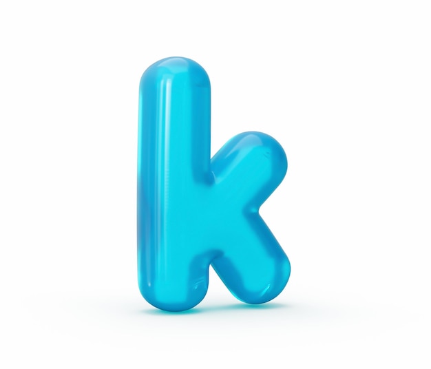 Letter k made of Aqua blue jelly liquid 3d alphabet small letters 3d illustration