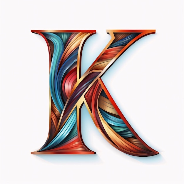 Letter K made of colorful brushstrokes Vector font for your design