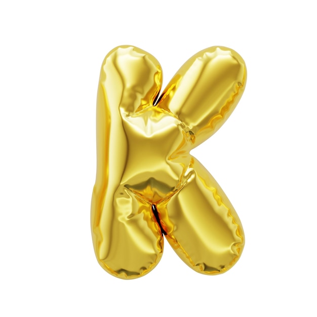 Letter K shiny golden inflatable balloons