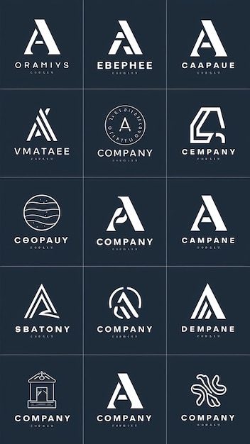 Photo letter a logo collection vector design set of company icon signs