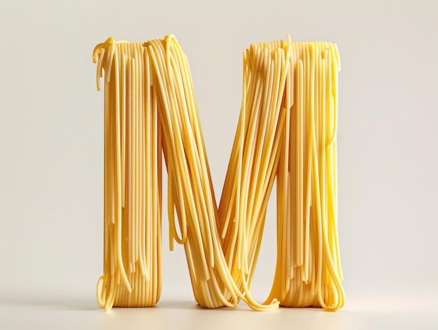 Photo letter m in the shape of spaghetti ai generated