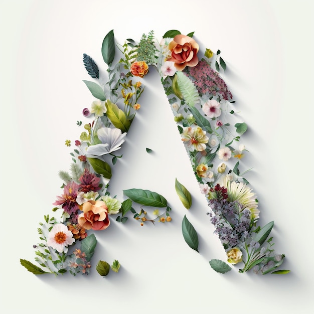 A letter a made up of flowers and leaves