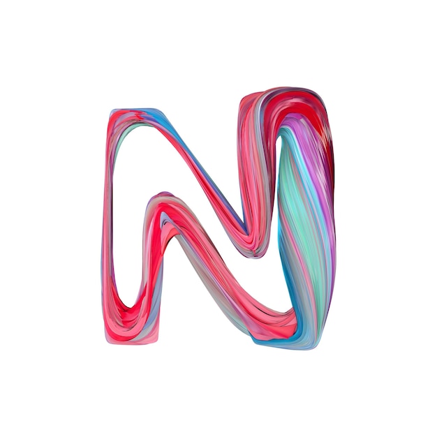 Letter N abstract alphabet 3D Rendering