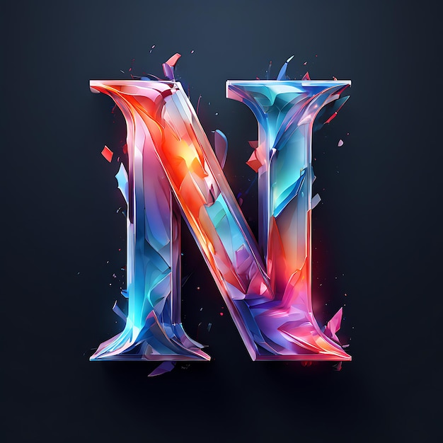 Letter N in Crystalline Style