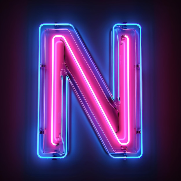 Photo letter n neon sign on dark background