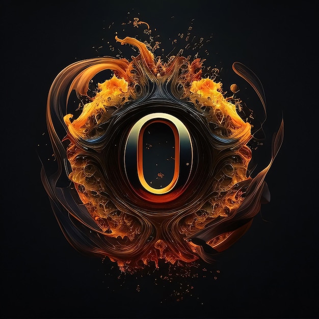 letter O in fire flames 3D illustration Design element