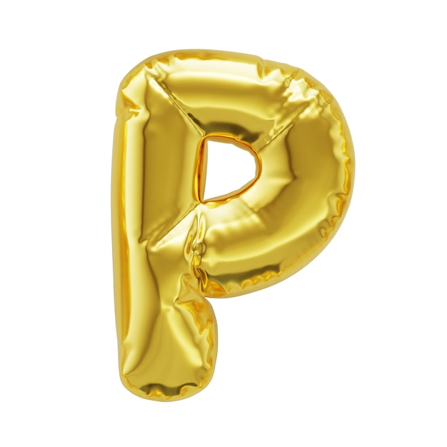 Letter P shiny golden inflatable balloons